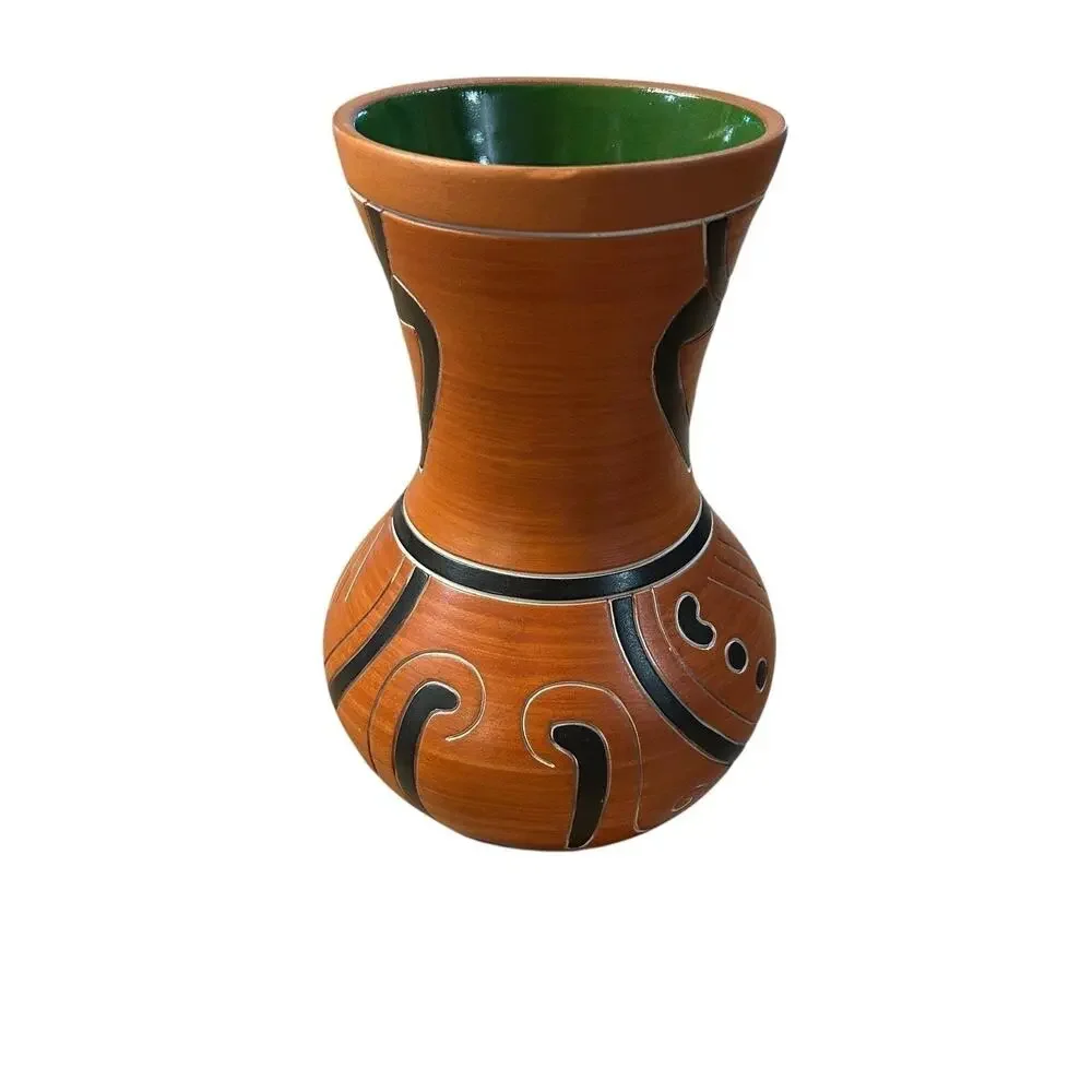 Mexican Redware Art Pottery Vase 9